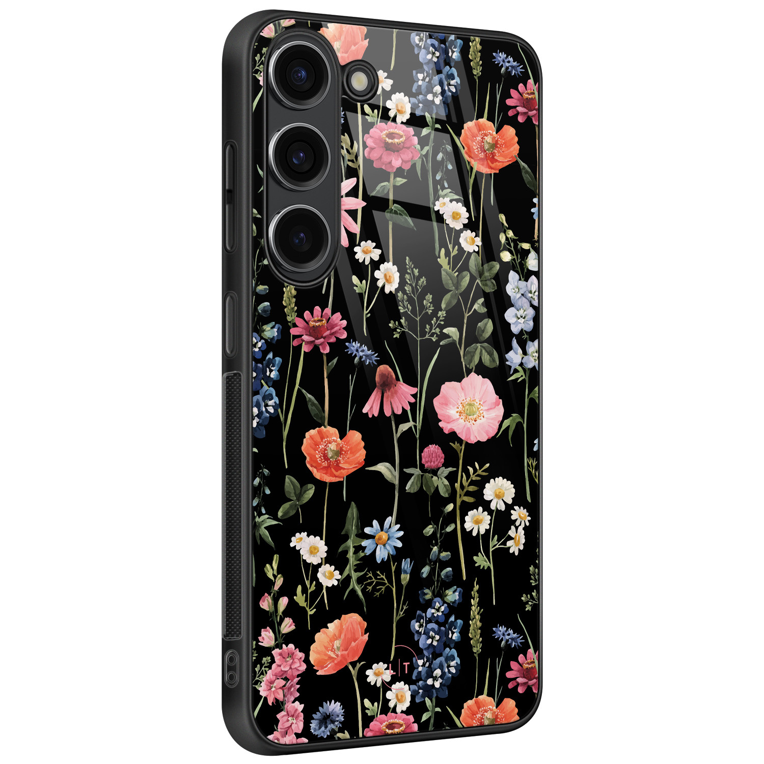 Leuke Telefoonhoesjes Samsung Galaxy S23 hoesje glas - Dark flowers