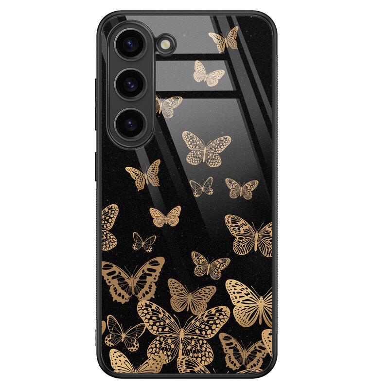 Leuke Telefoonhoesjes Samsung Galaxy S23 hoesje glas - Vlinders