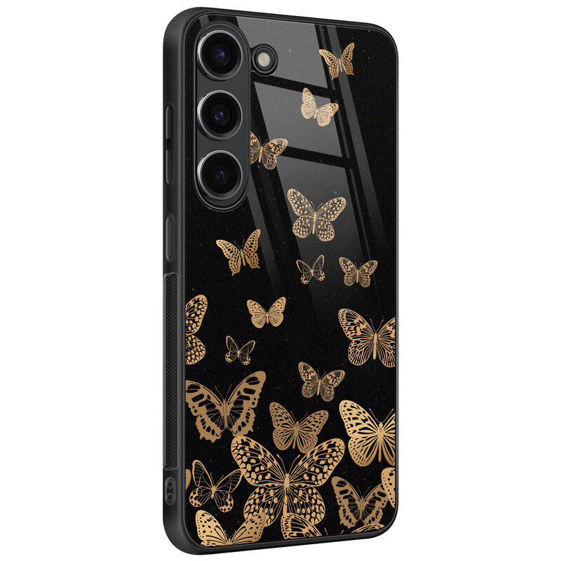 Leuke Telefoonhoesjes Samsung Galaxy S23 hoesje glas - Vlinders