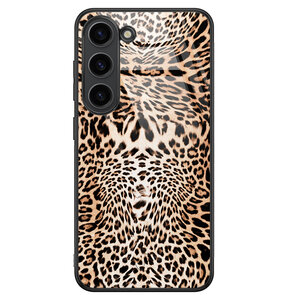 Leuke Telefoonhoesjes Samsung Galaxy S23 hoesje glas - Luipaardprint