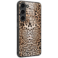 Leuke Telefoonhoesjes Samsung Galaxy S23 hoesje glas - Luipaardprint