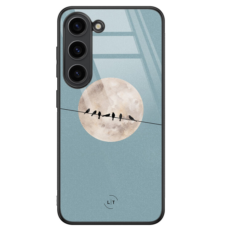 Leuke Telefoonhoesjes Samsung Galaxy S23 hoesje glas - Moon birds
