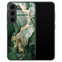 Leuke Telefoonhoesjes Samsung Galaxy S23 hoesje glas - Marmer groen goud