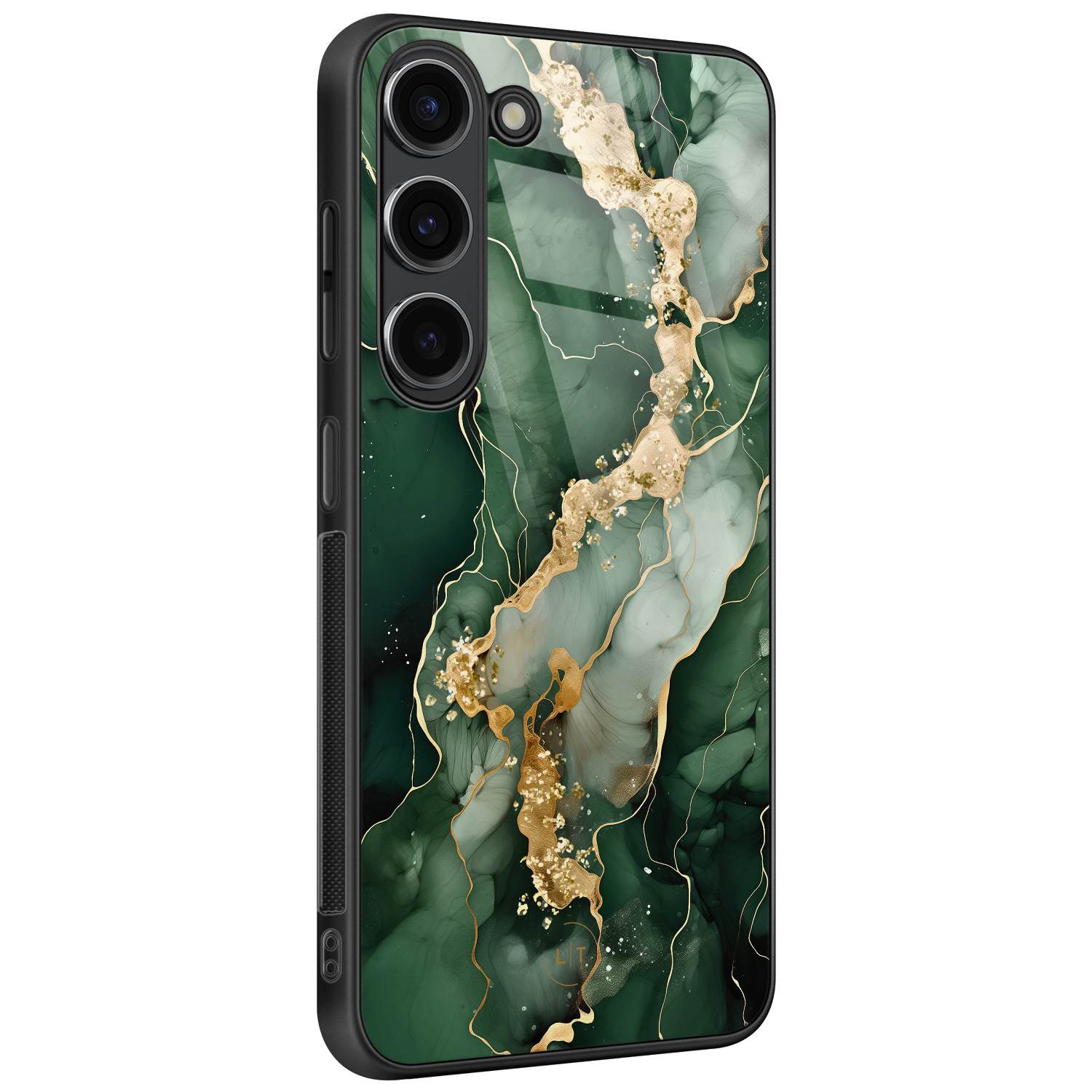 Leuke Telefoonhoesjes Samsung Galaxy S23 hoesje glas - Marmer groen goud