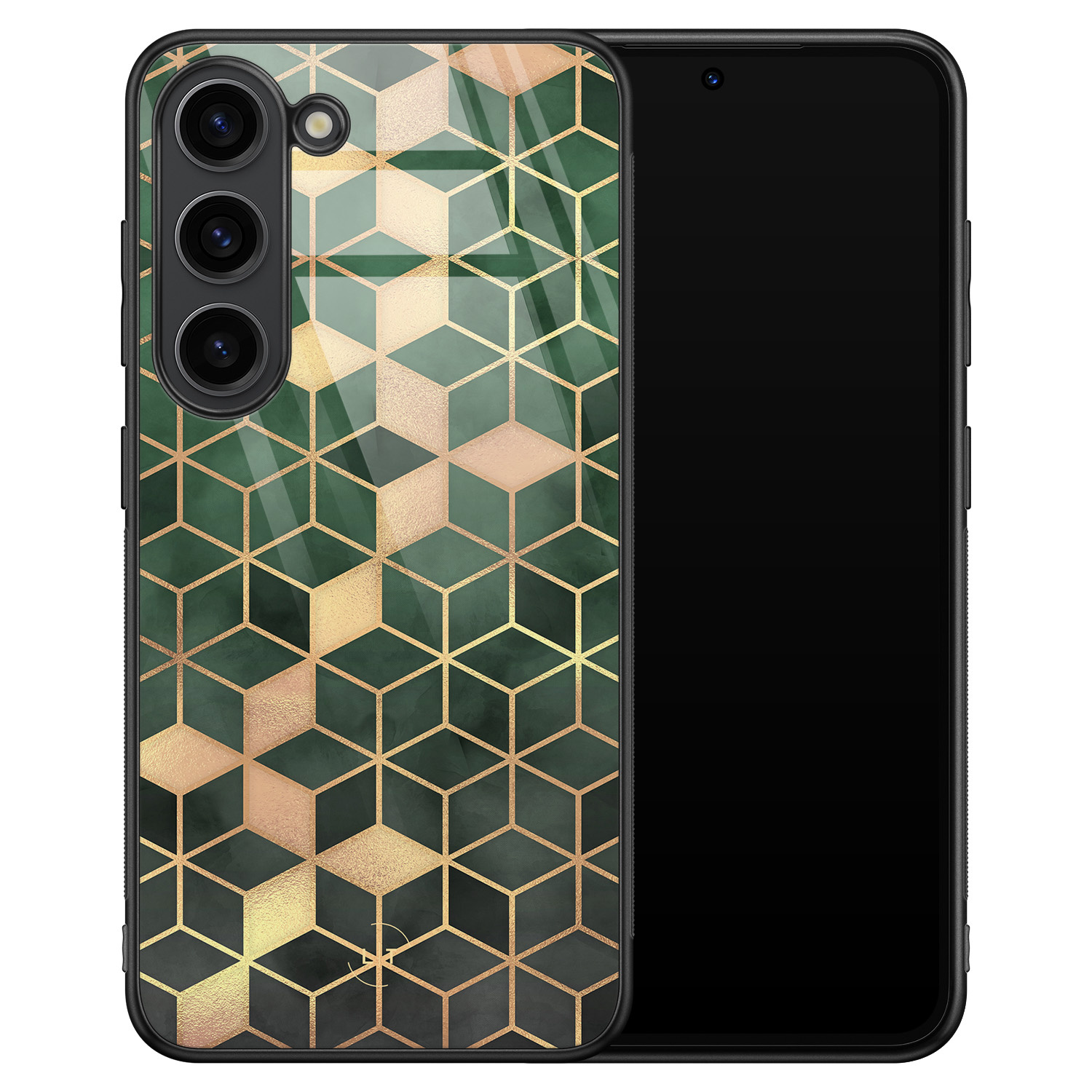 Leuke Telefoonhoesjes Samsung Galaxy S23 hoesje glas - Kubus groen