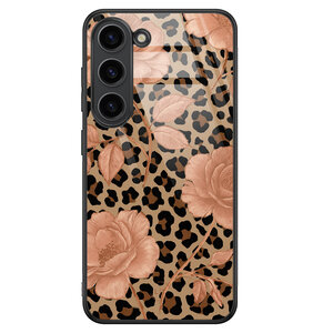 Leuke Telefoonhoesjes Samsung Galaxy S23 hoesje glas - Leo flowers