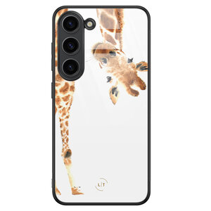 Leuke Telefoonhoesjes Samsung Galaxy S23 hoesje glas - Giraffe