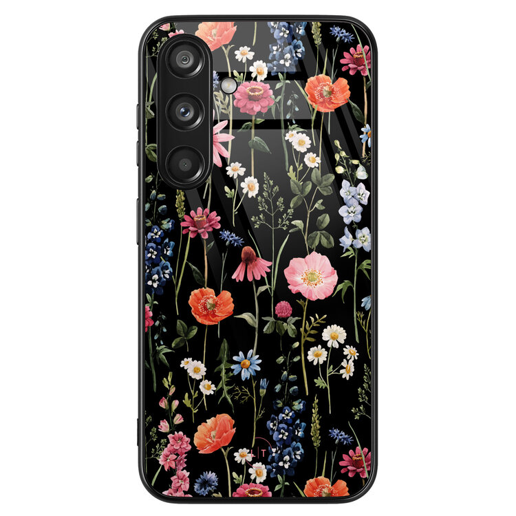 Leuke Telefoonhoesjes Samsung Galaxy S24 hoesje glas - Dark flowers