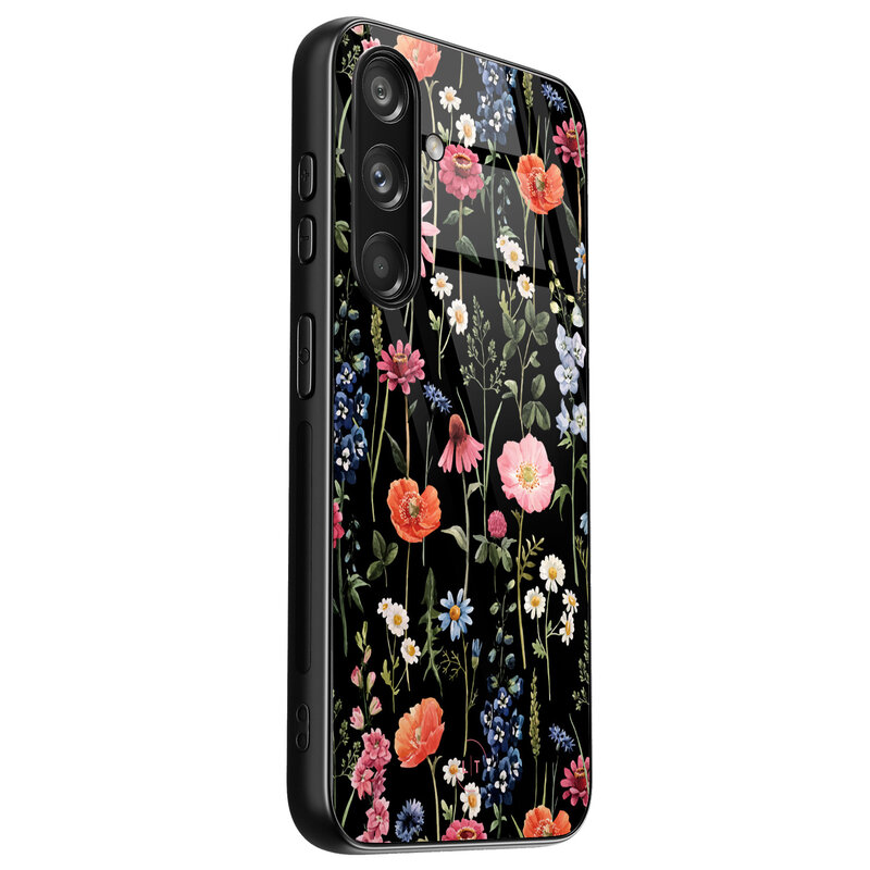 Leuke Telefoonhoesjes Samsung Galaxy S24 hoesje glas - Dark flowers
