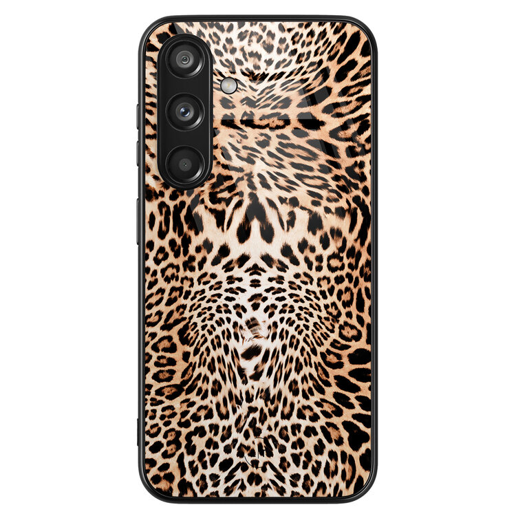 Leuke Telefoonhoesjes Samsung Galaxy S24 hoesje glas - Luipaardprint