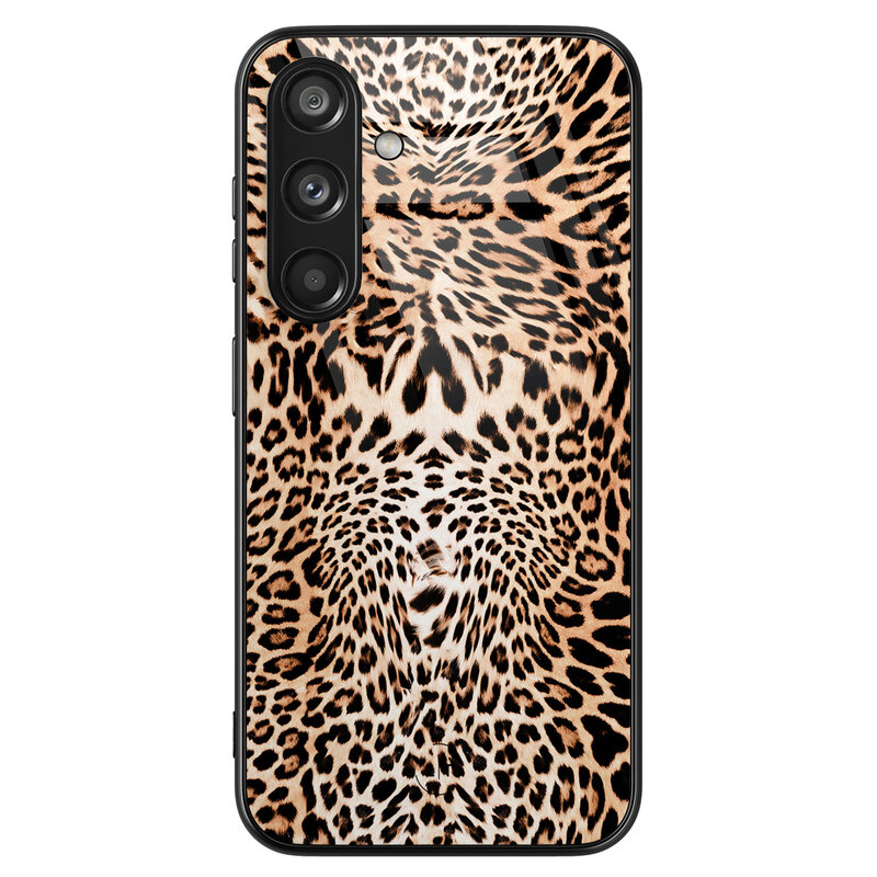 Leuke Telefoonhoesjes Samsung Galaxy S24 hoesje glas - Luipaardprint