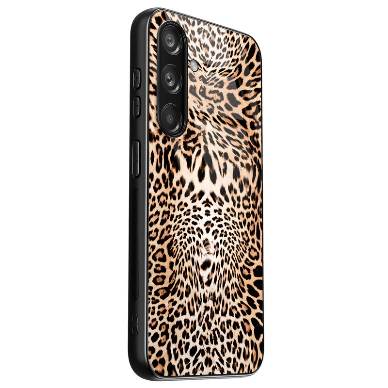 Leuke Telefoonhoesjes Samsung Galaxy S24 hoesje glas - Luipaardprint