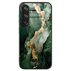 Leuke Telefoonhoesjes Samsung Galaxy S24 hoesje glas - Marmer groen goud