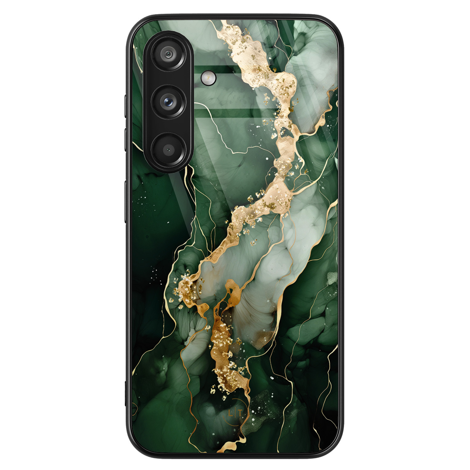 Leuke Telefoonhoesjes Samsung Galaxy S24 hoesje glas - Marmer groen goud