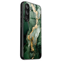Leuke Telefoonhoesjes Samsung Galaxy S24 hoesje glas - Marmer groen goud