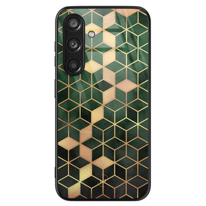 Leuke Telefoonhoesjes Samsung Galaxy S24 hoesje glas - Kubus groen