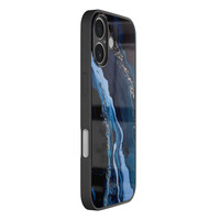 Leuke Telefoonhoesjes iPhone 16 hoesje glas - Marmer lagoon blauw