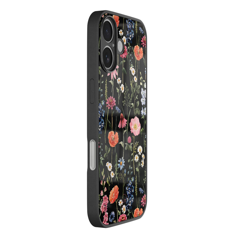Leuke Telefoonhoesjes iPhone 16 hoesje glas - Dark flowers