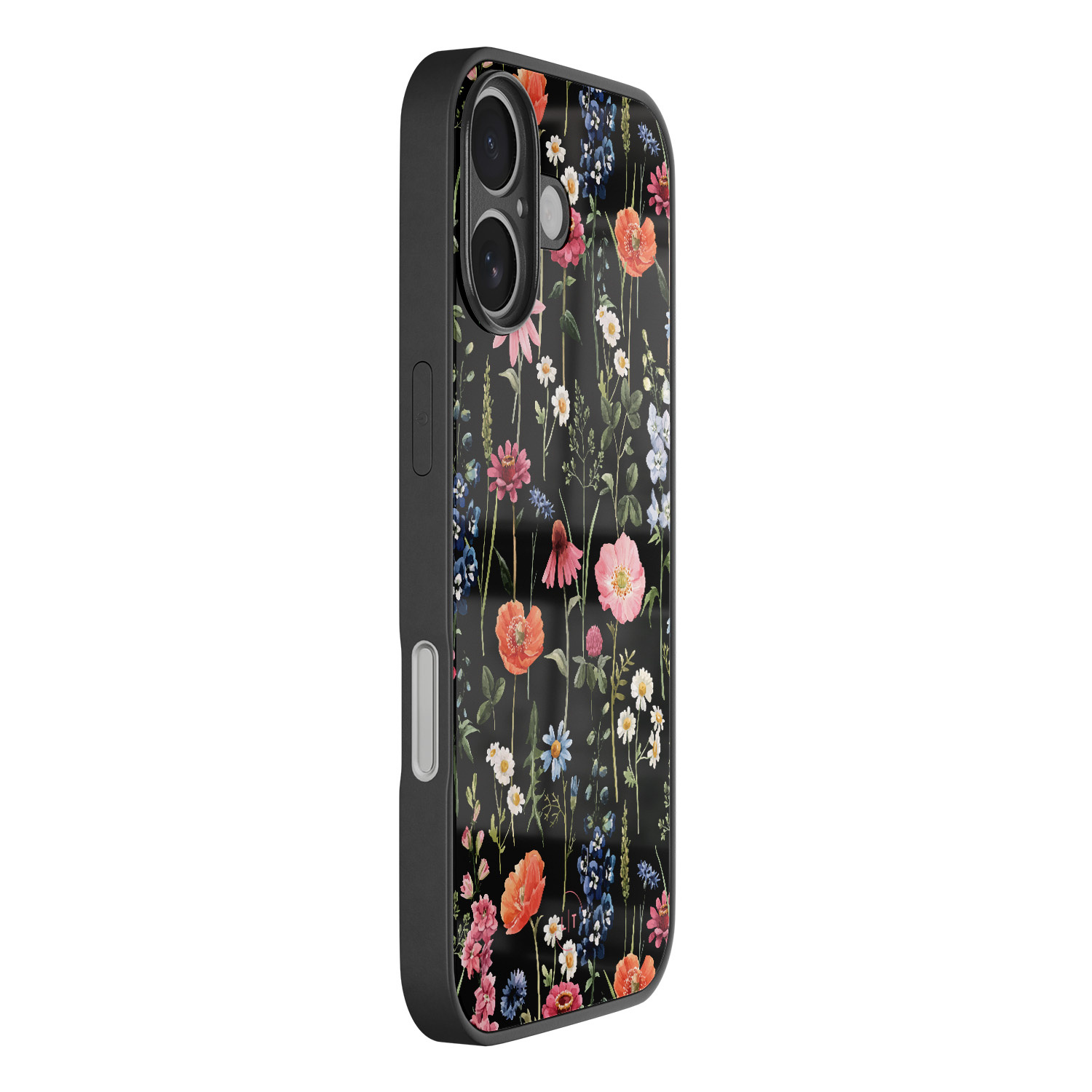 Leuke Telefoonhoesjes iPhone 16 hoesje glas - Dark flowers