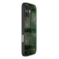 Leuke Telefoonhoesjes iPhone 16 hoesje glas - Emerald butterflies