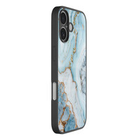 Leuke Telefoonhoesjes iPhone 16 hoesje glas - Marmer babyblauw