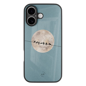 Leuke Telefoonhoesjes iPhone 16 hoesje glas - Moon birds