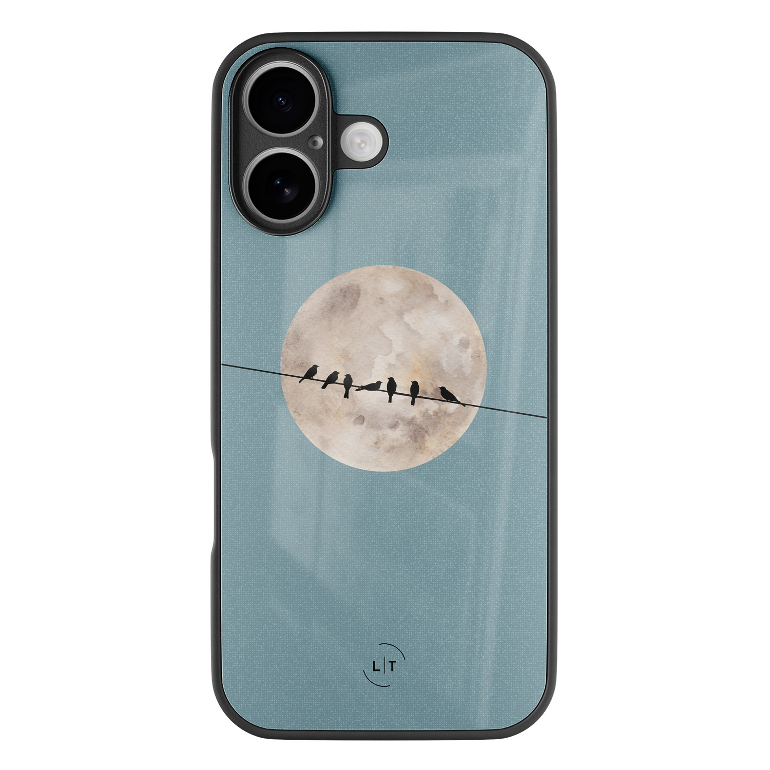 Leuke Telefoonhoesjes iPhone 16 hoesje glas - Moon birds