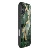 Leuke Telefoonhoesjes iPhone 16 hoesje glas - Marmer groen goud