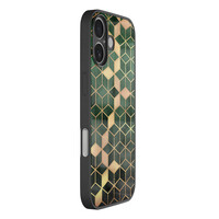 Leuke Telefoonhoesjes iPhone 16 hoesje glas - Kubus groen