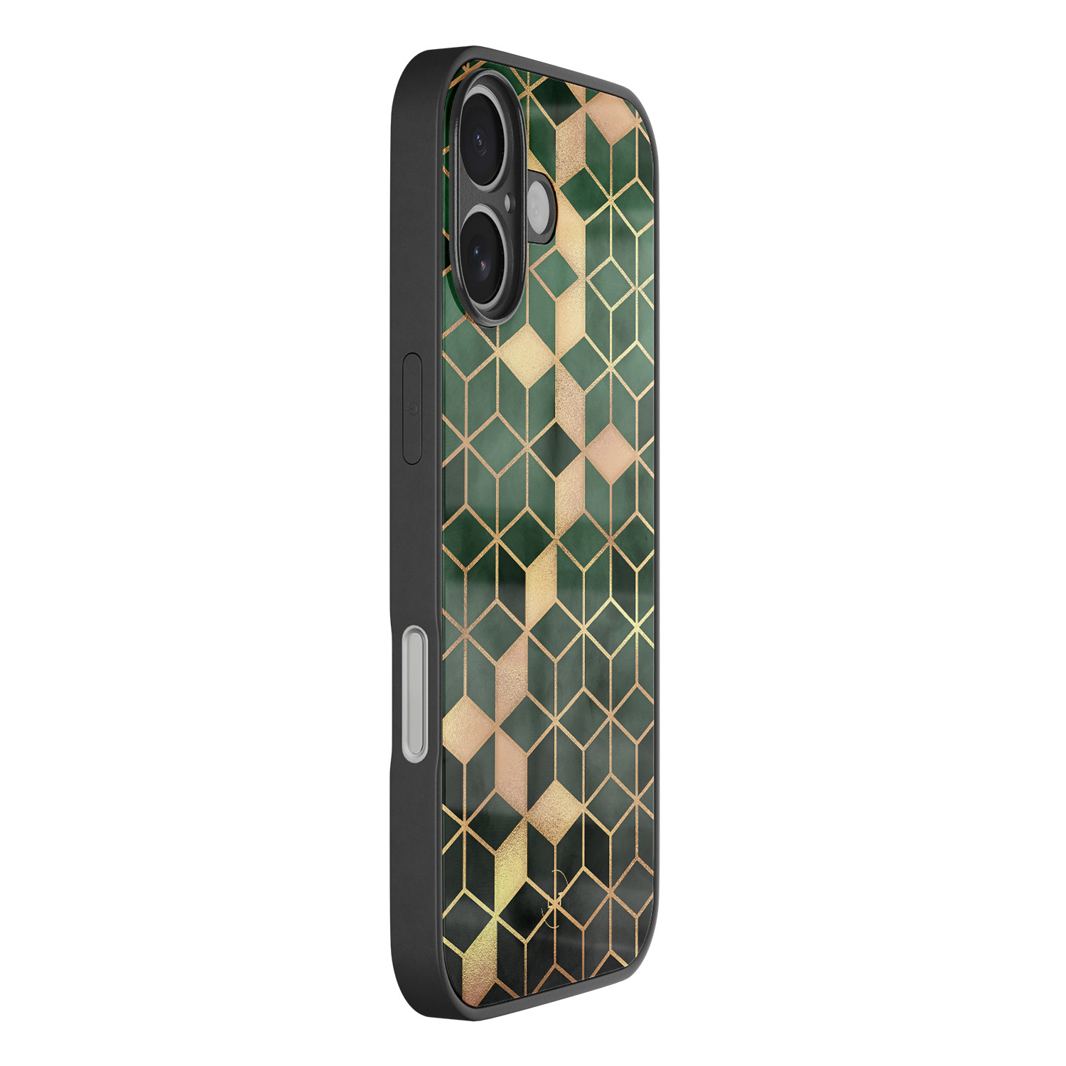 Leuke Telefoonhoesjes iPhone 16 hoesje glas - Kubus groen