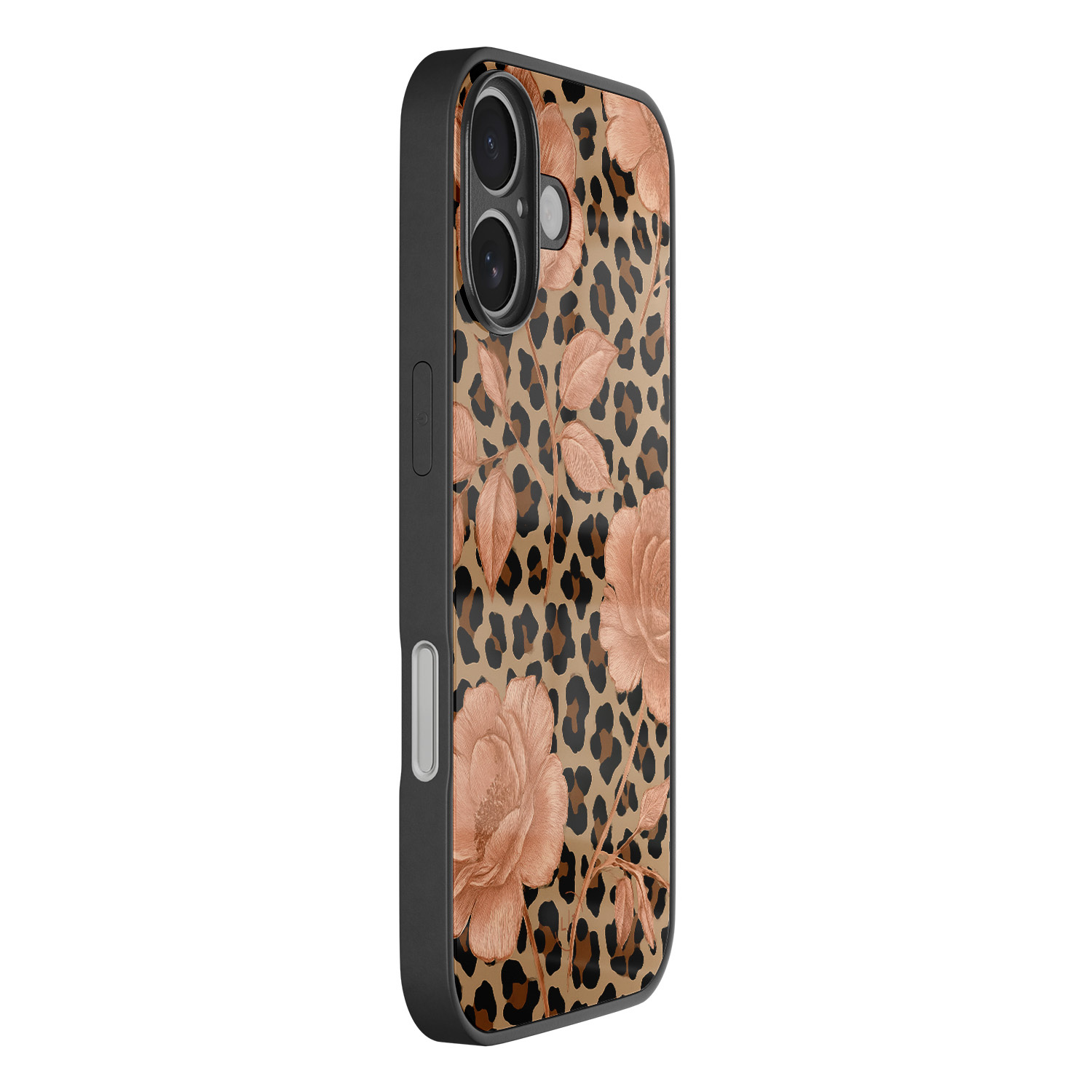 Leuke Telefoonhoesjes iPhone 16 hoesje glas - Leo flowers