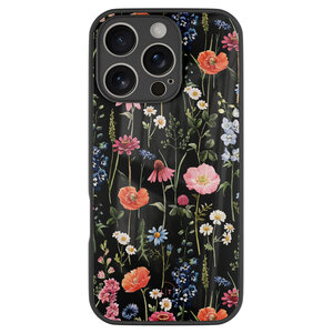 Leuke Telefoonhoesjes iPhone 16 Pro hoesje glas - Dark flowers