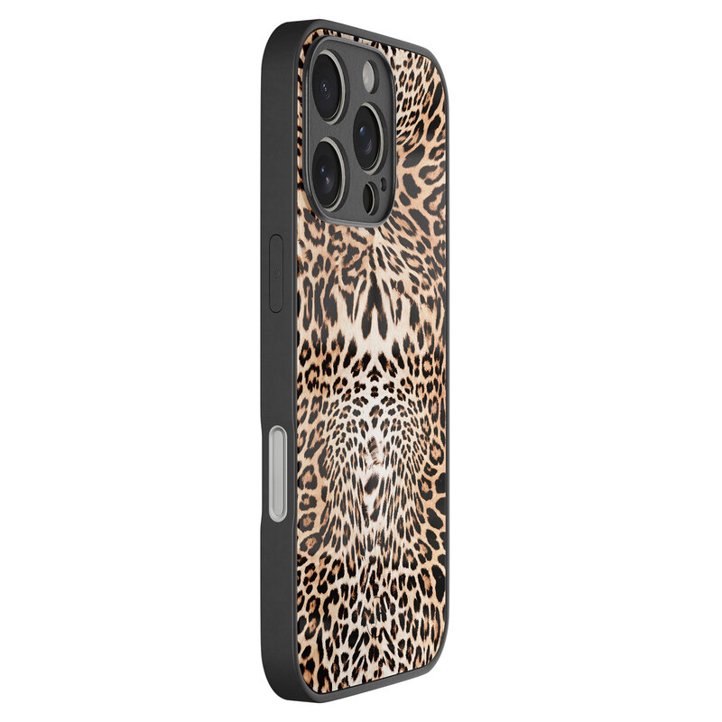 Leuke Telefoonhoesjes iPhone 16 Pro hoesje glas - Luipaardprint