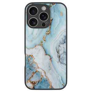 Leuke Telefoonhoesjes iPhone 16 Pro hoesje glas - Marmer babyblauw