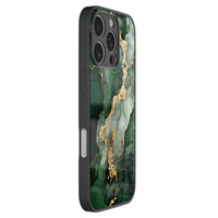 Leuke Telefoonhoesjes iPhone 16 Pro hoesje glas - Marmer groen goud