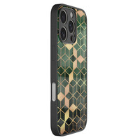 Leuke Telefoonhoesjes iPhone 16 Pro hoesje glas - Kubus groen