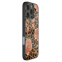 Leuke Telefoonhoesjes iPhone 16 Pro hoesje glas - Leo flowers