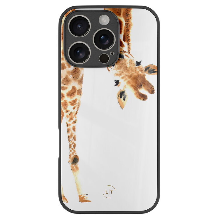 Leuke Telefoonhoesjes iPhone 16 Pro hoesje glas - Giraffe
