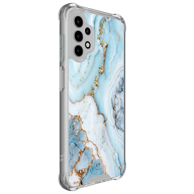 Leuke Telefoonhoesjes Samsung Galaxy A13 4G shockproof case - Marmer babyblauw