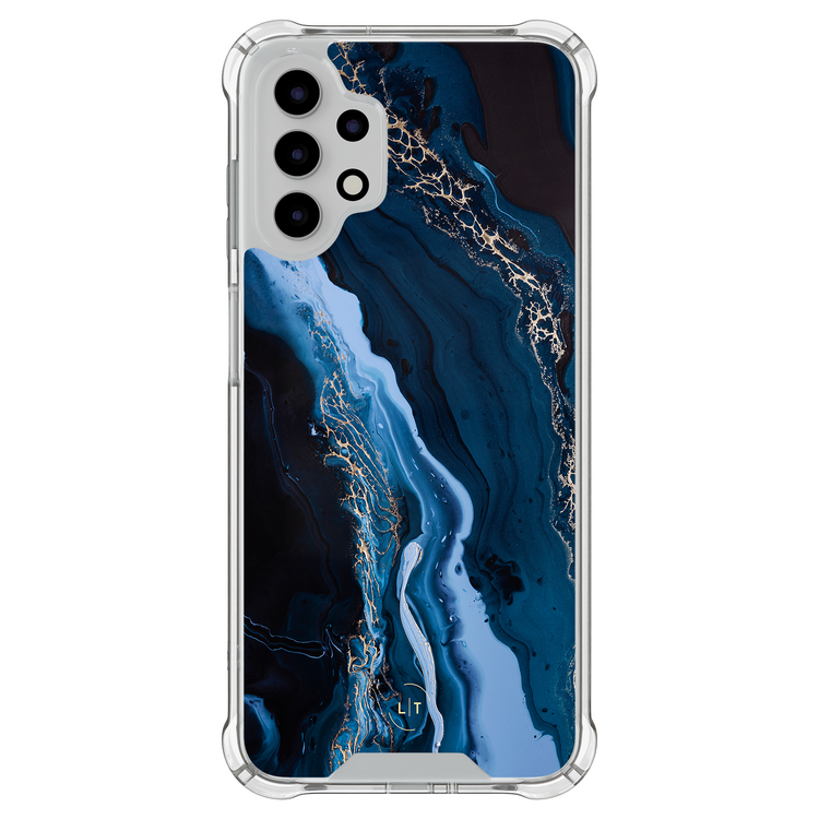 Leuke Telefoonhoesjes Samsung Galaxy A13 4G shockproof case - Marmer lagoon blauw