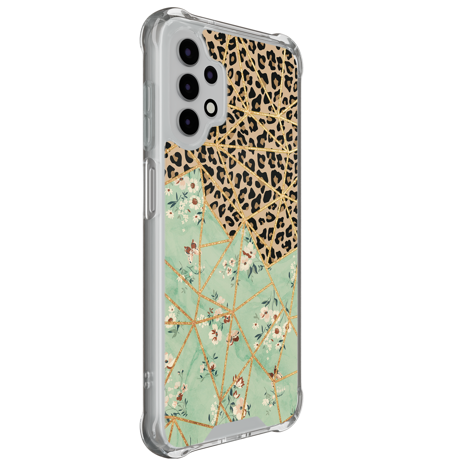 Leuke Telefoonhoesjes Samsung Galaxy A13 4G shockproof case - Luipaard flower print