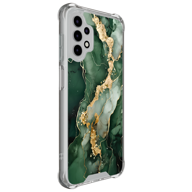 Leuke Telefoonhoesjes Samsung Galaxy A13 4G shockproof case - Marmer groen goud