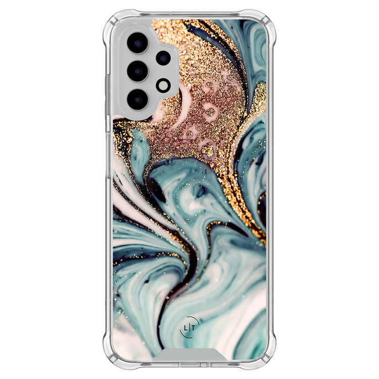 Leuke Telefoonhoesjes Samsung Galaxy A13 4G shockproof case - Marmer blauw goud