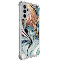 Leuke Telefoonhoesjes Samsung Galaxy A13 4G shockproof case - Marmer blauw goud