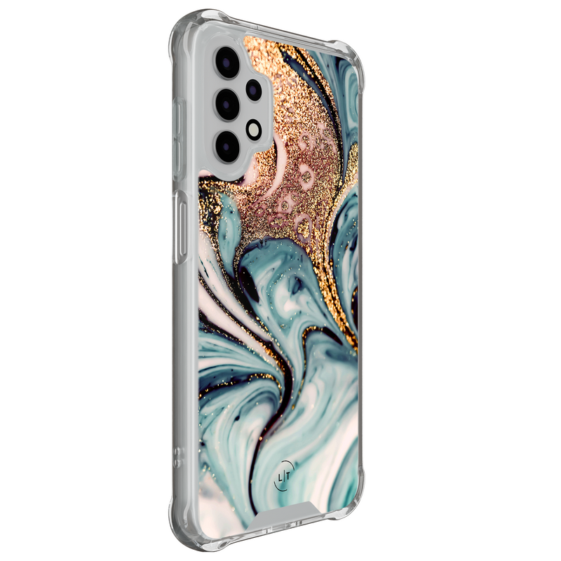 Leuke Telefoonhoesjes Samsung Galaxy A13 4G shockproof case - Marmer blauw goud