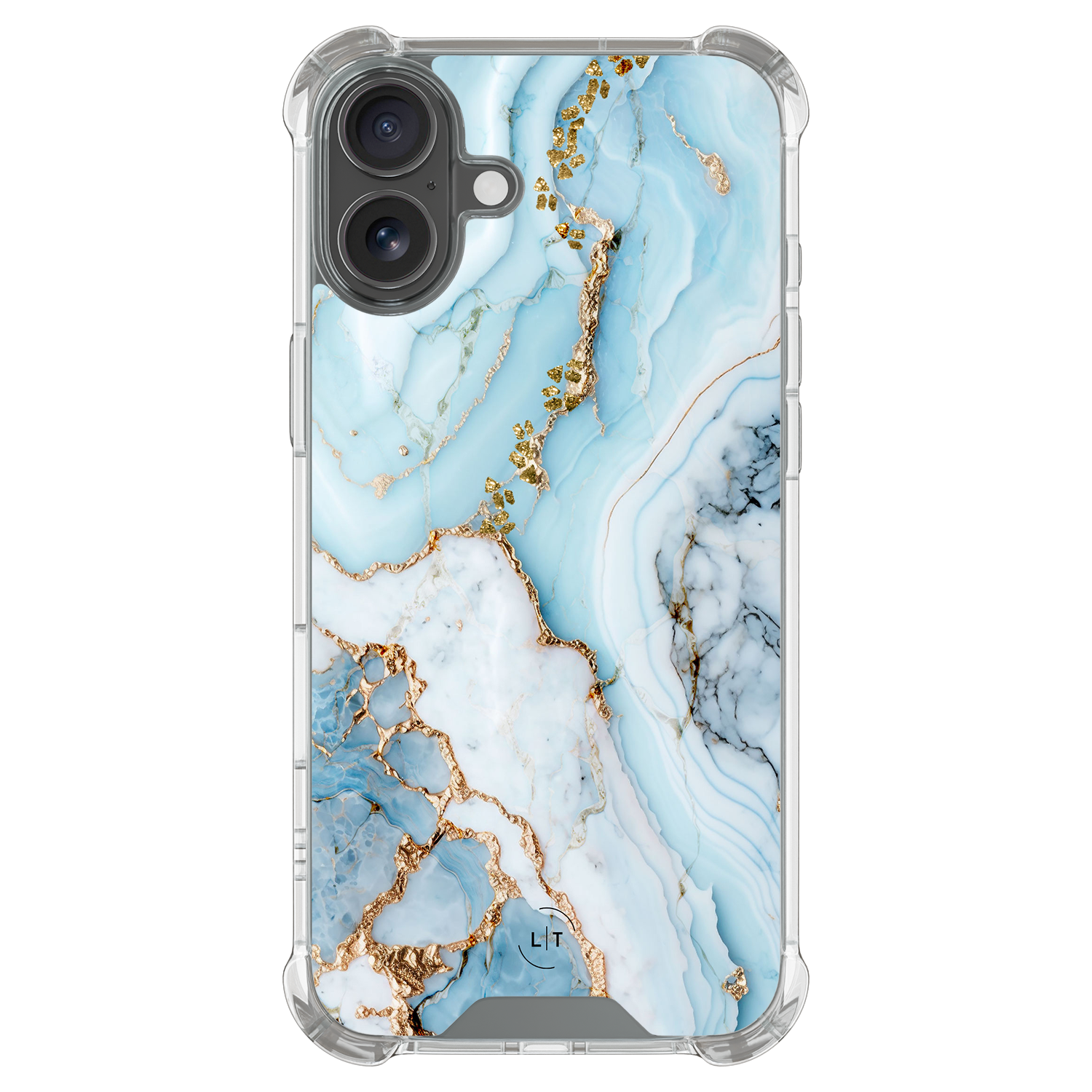 Leuke Telefoonhoesjes iPhone 17 shockproof case - Marmer babyblauw