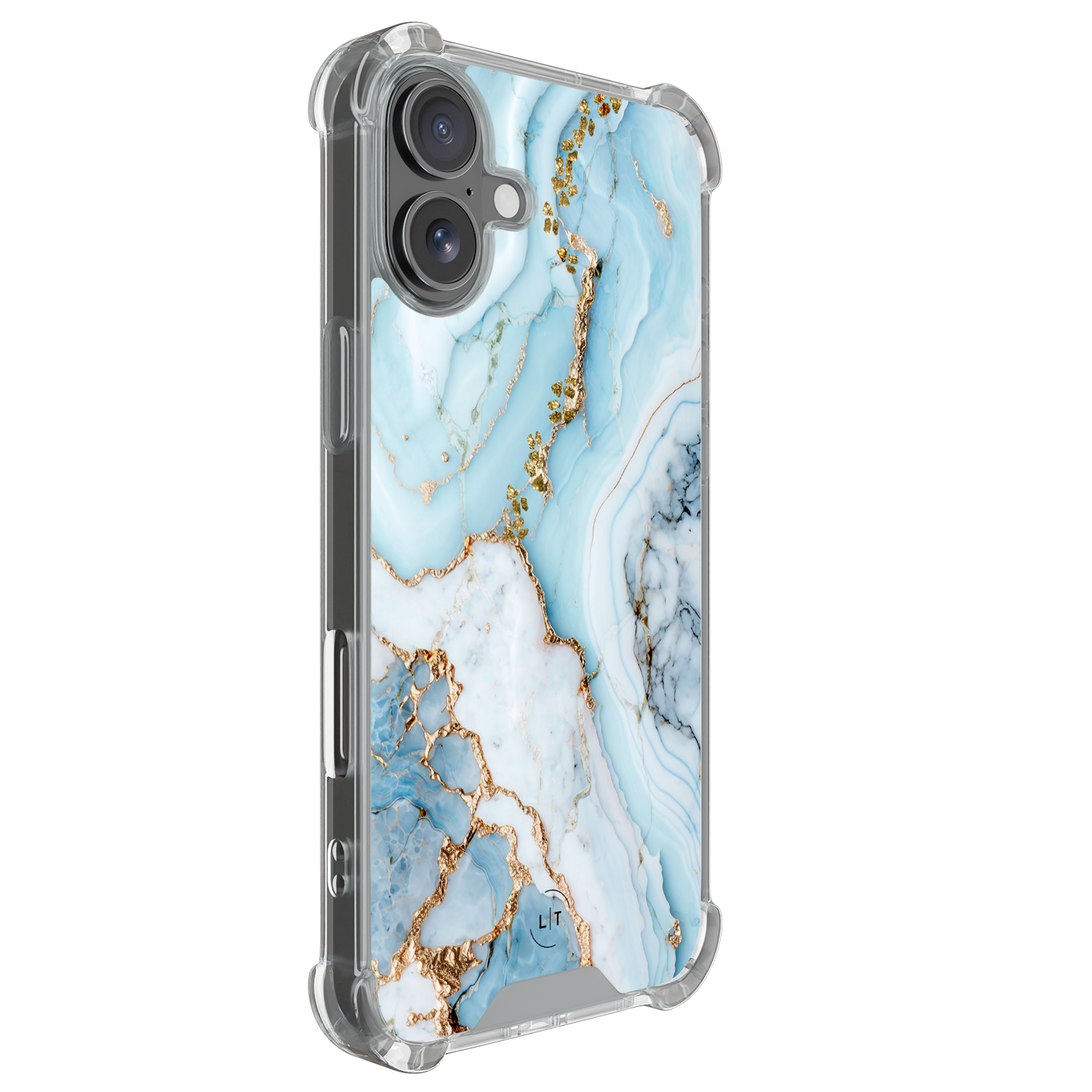 Leuke Telefoonhoesjes iPhone 17 shockproof case - Marmer babyblauw