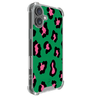 Leuke Telefoonhoesjes iPhone 17 shockproof case - Luipaard groen roze