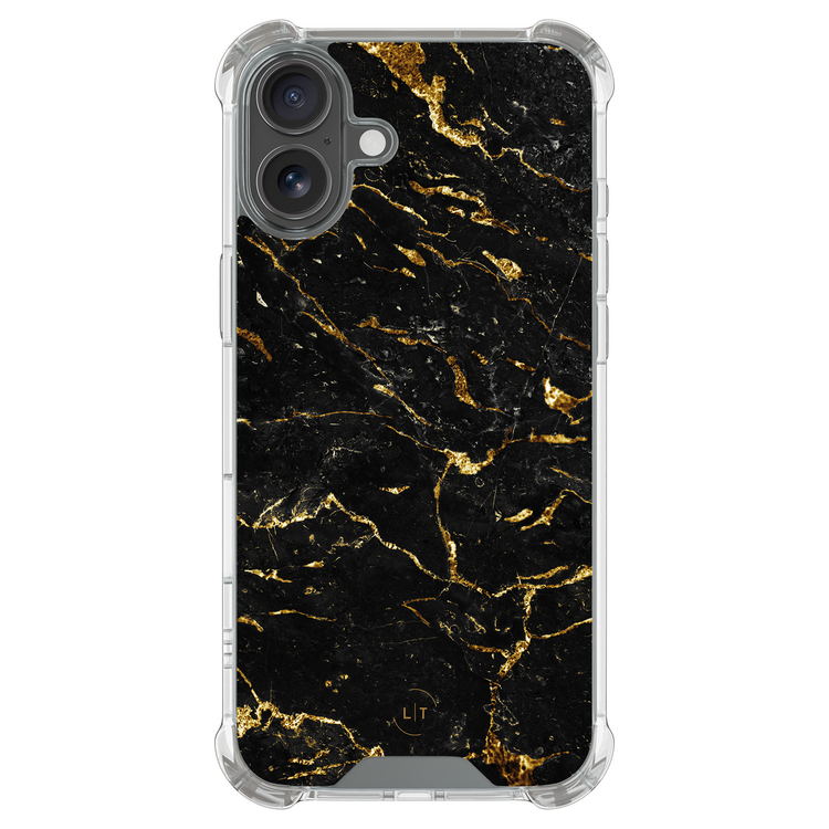 Leuke Telefoonhoesjes iPhone 17 shockproof case - Marmer zwart goud