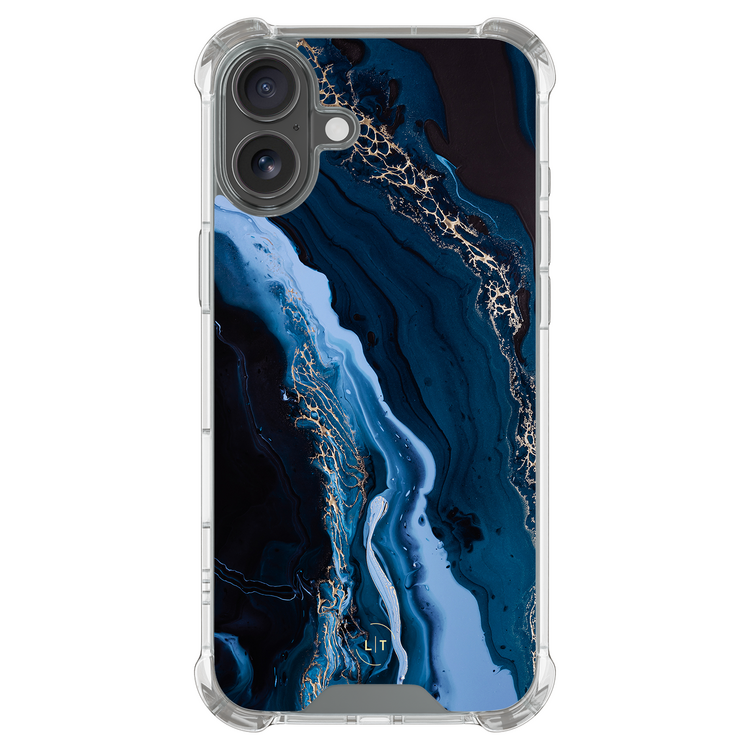 Leuke Telefoonhoesjes iPhone 17 shockproof case - Marmer lagoon blauw